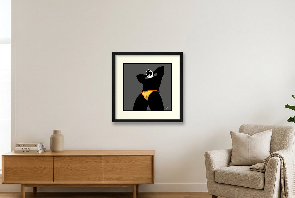 Frank - Bear flag colours Art - Grey — 40×40cm, 16×16" Black Frame