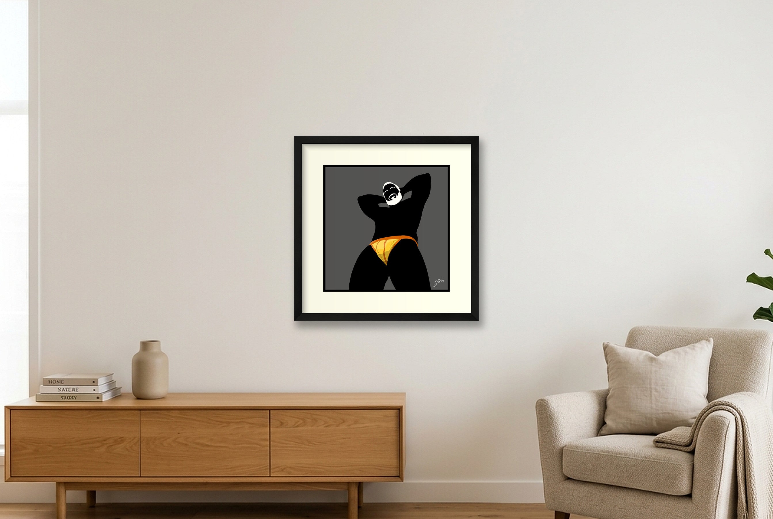 Frank - Bear flag colours Art - Grey — 40×40cm, 16×16" Black Frame