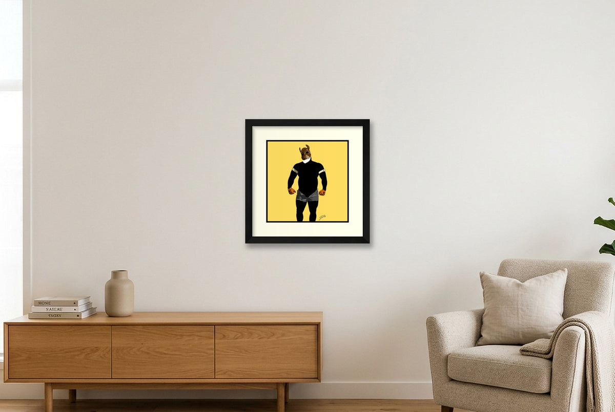 Buck - Bear flag colours Art - Yellow — 30×30cm, 12×12" Black Frame
