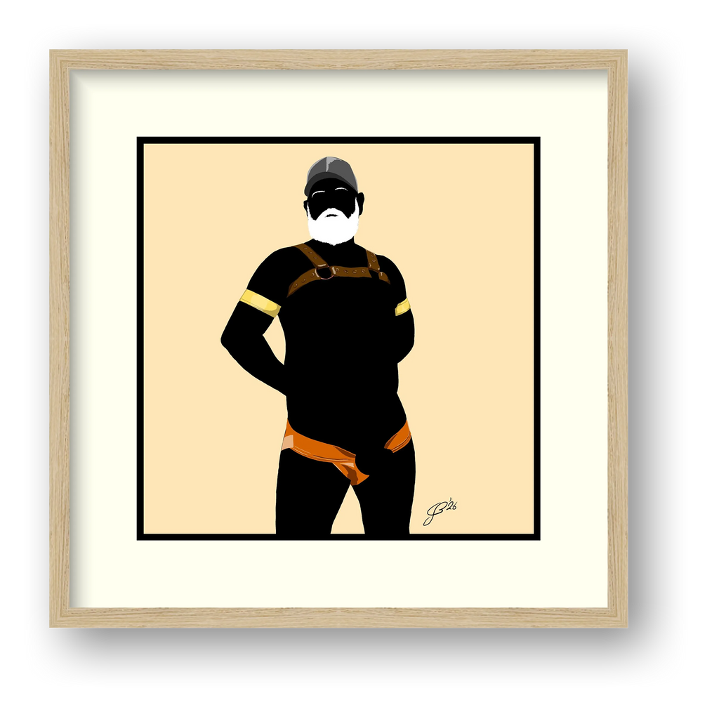 Rob - Bear flag colours Art - Cream — framed