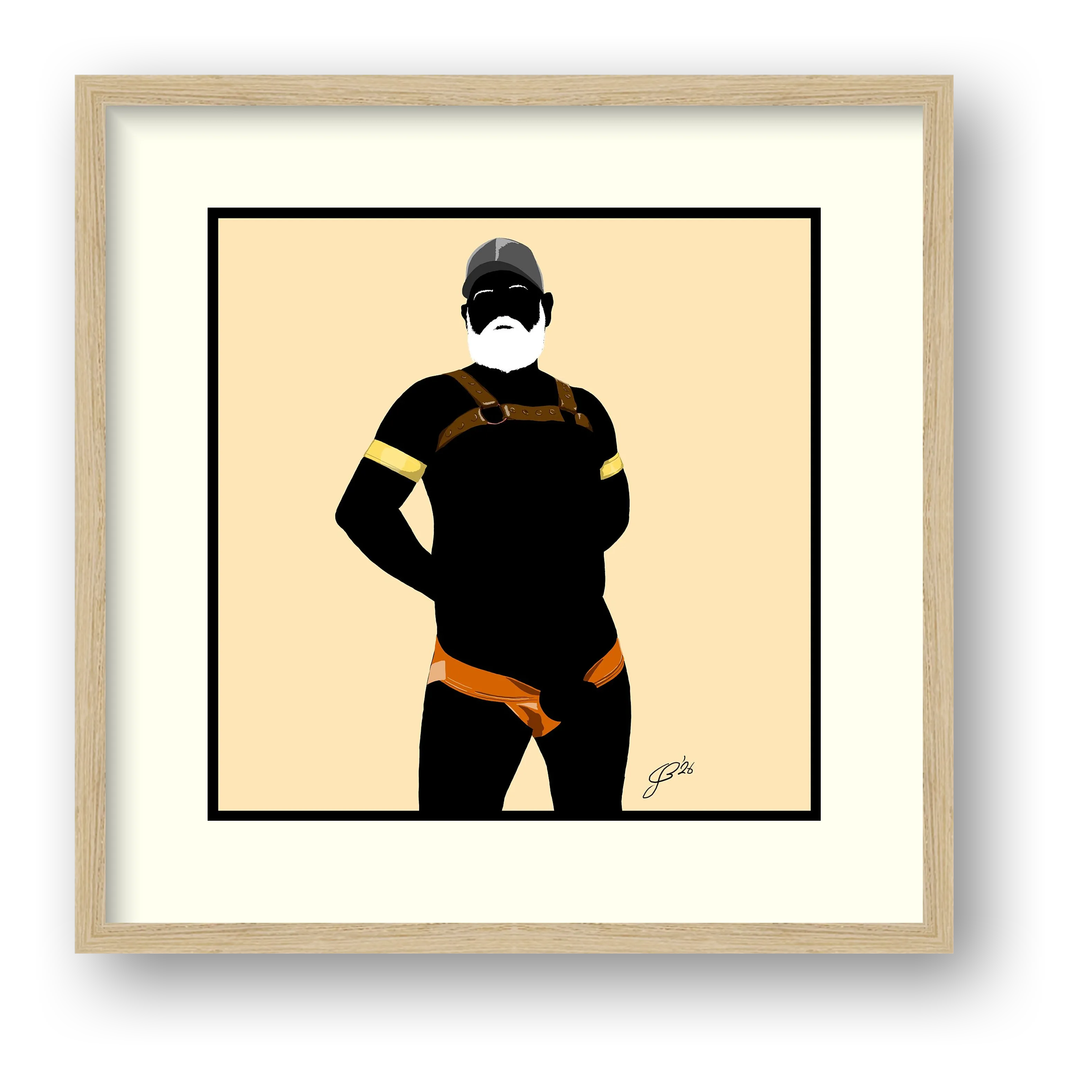 Rob - Bear flag colours Art - Cream — framed