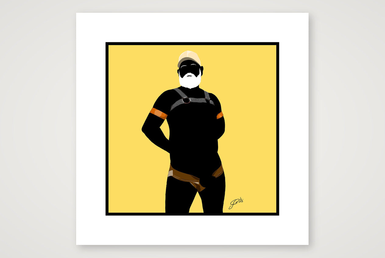 Rob - Bear flag colours Art - Yellow — 30×30cm, 12×12" Print only