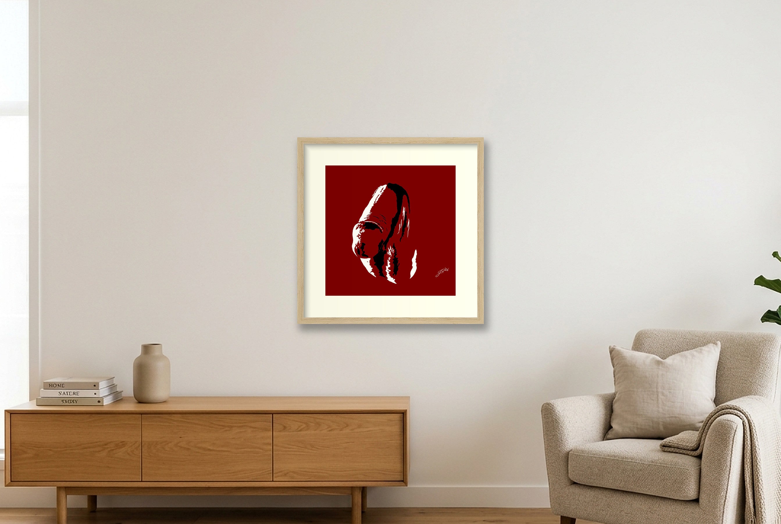 Xavier’s Dick Pic — 40×40cm, 16×16" Oak Frame
