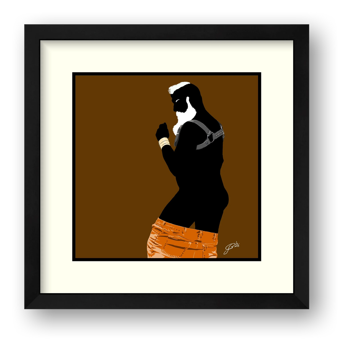 Bruce - Bear flag colours Art - Brown — framed