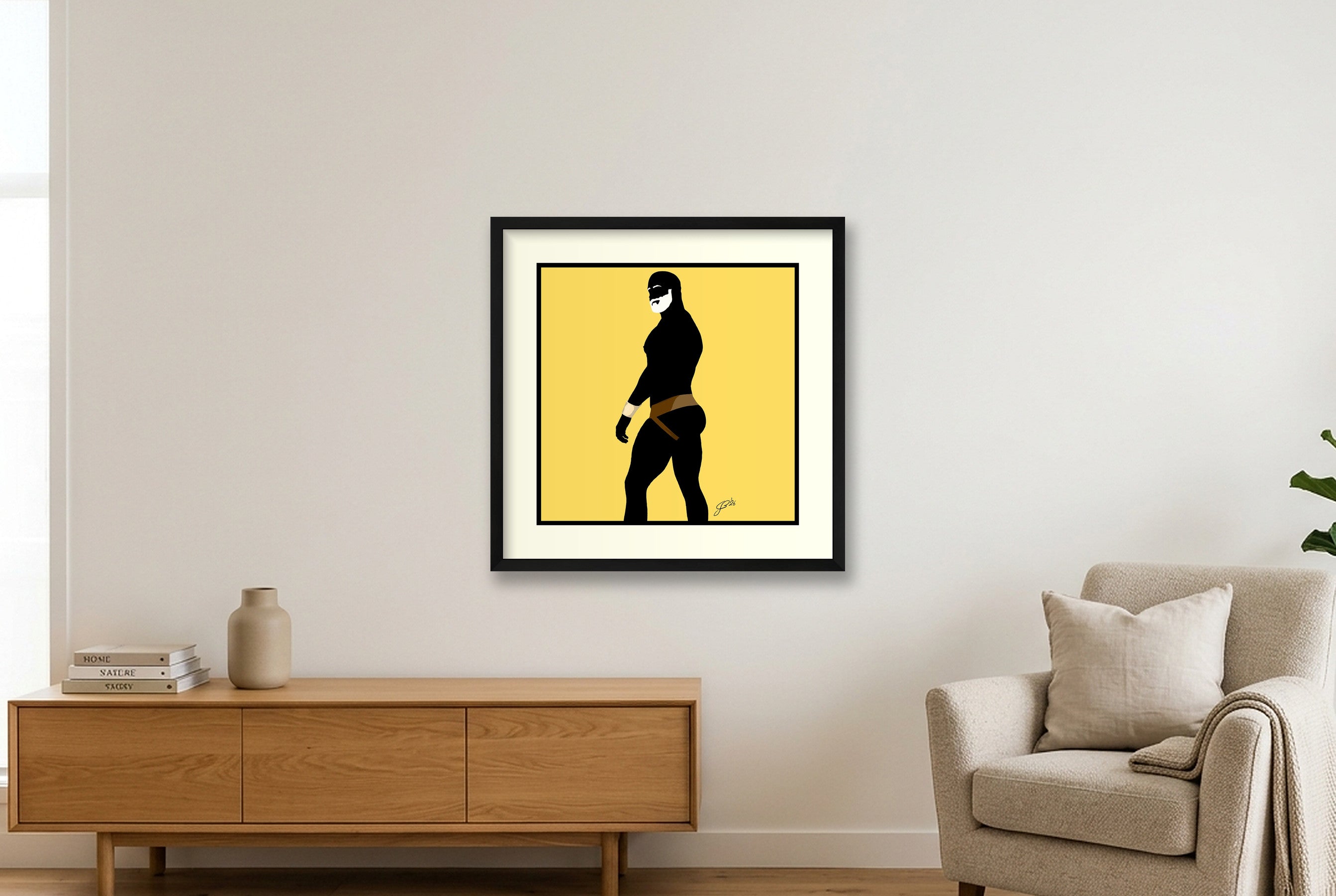 Scott - Bear flag colours Art - Yellow — 50×50cm, 20×20" Black Frame