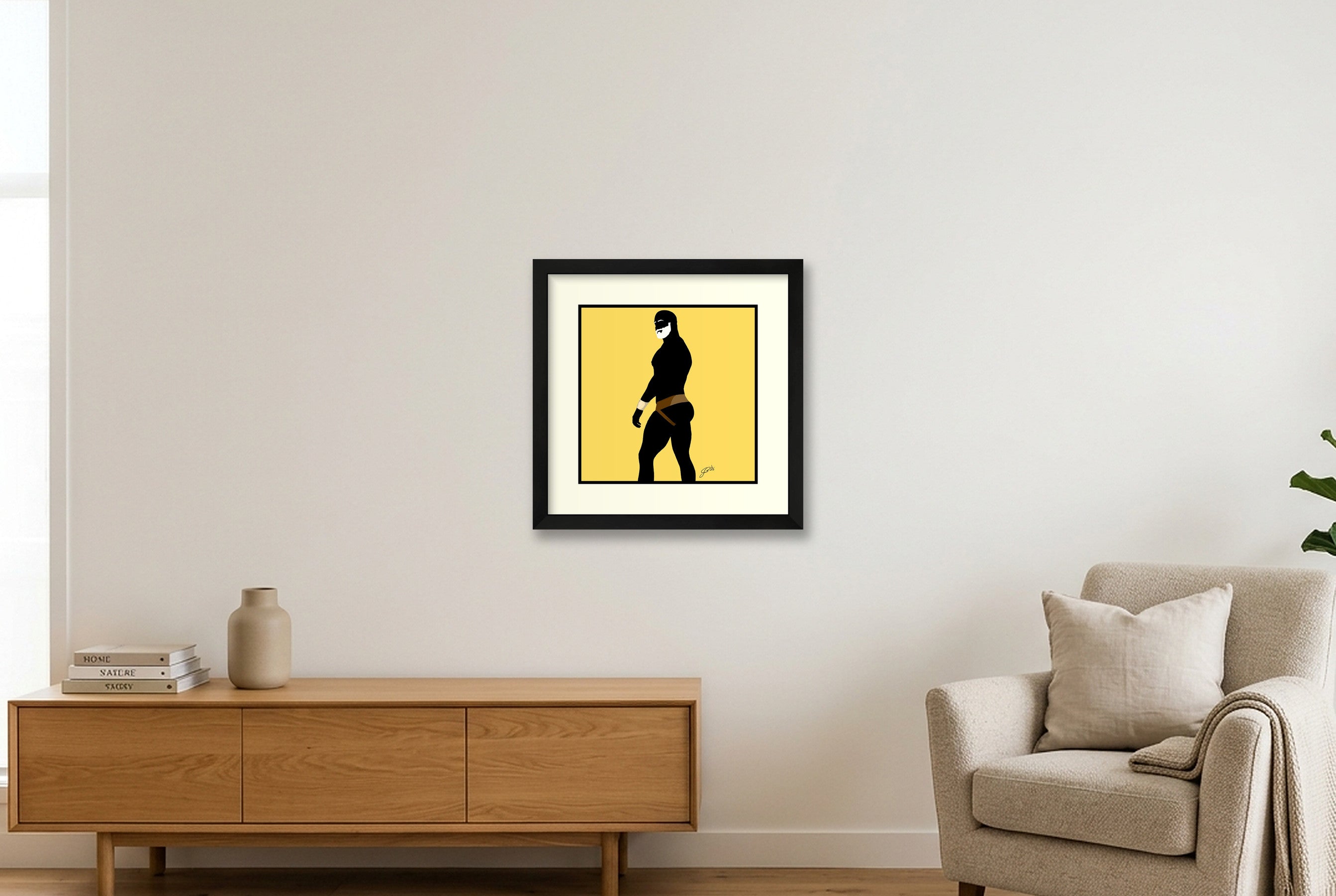 Scott - Bear flag colours Art - Yellow — 30×30cm, 12×12" Black Frame