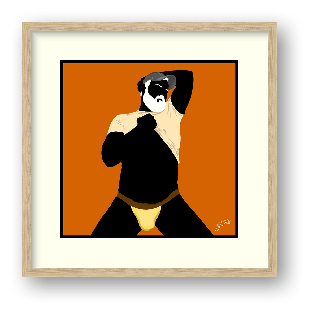 Ben - Bear flag colours Art - Orange — framed