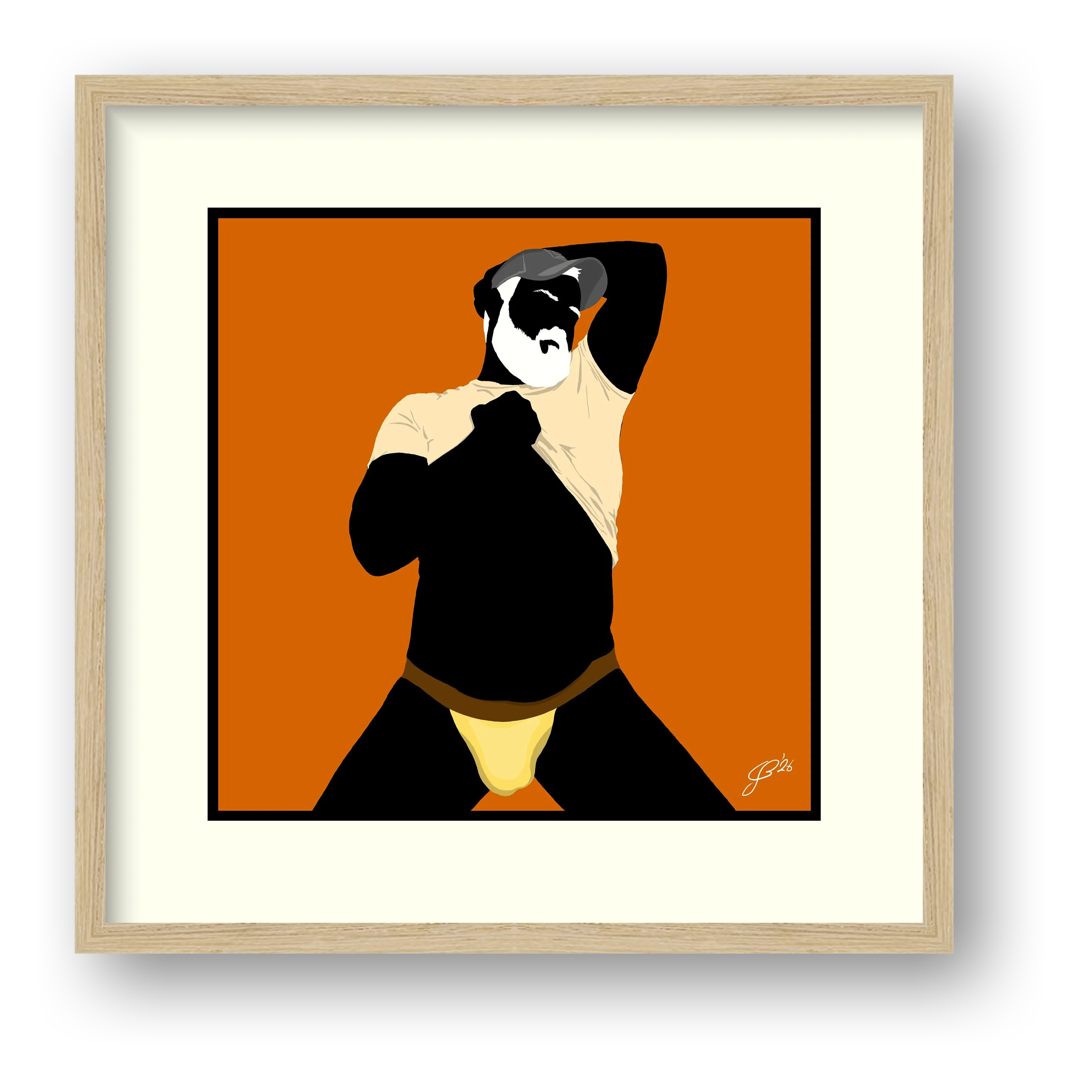 Ben - Bear flag colours Art - Orange — framed