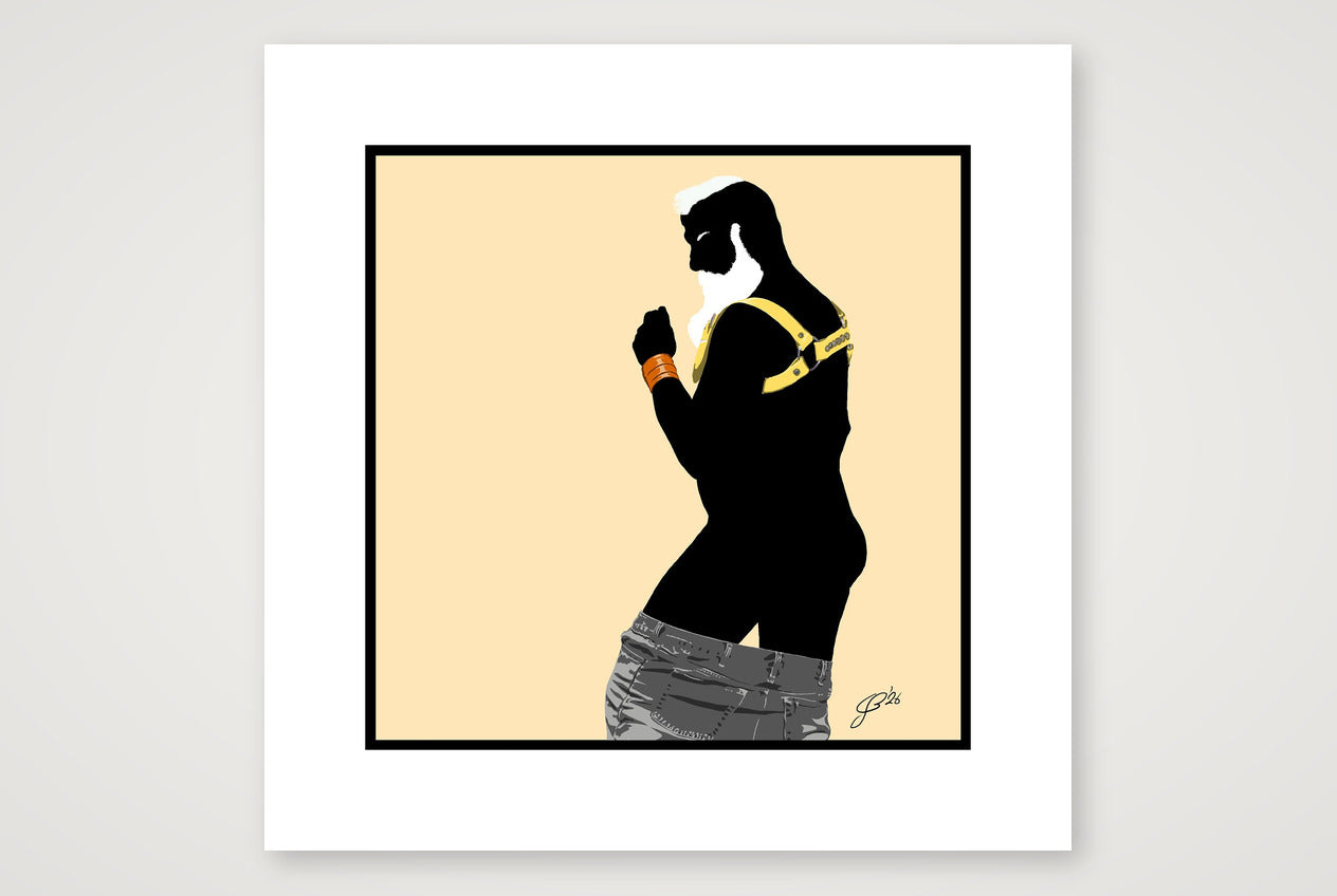 Bruce - Bear flag colours Art - Cream — 40×40cm, 16×16" Print only