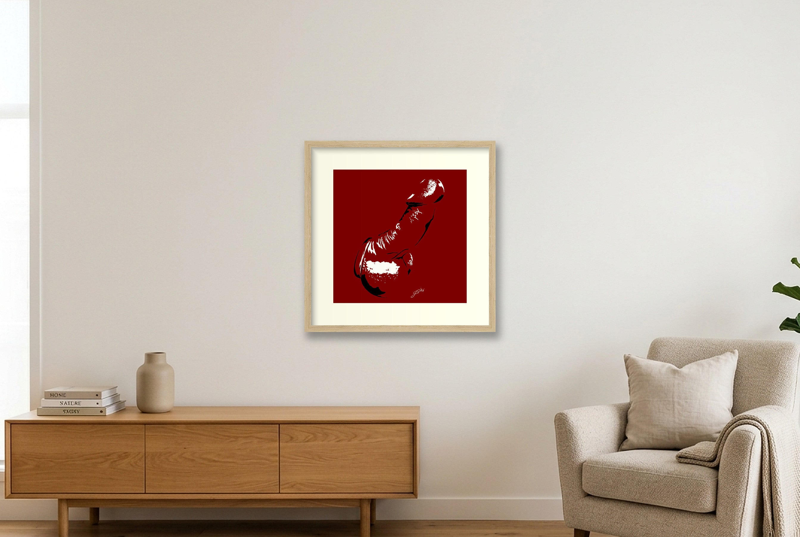 Ulrich’s Dick Pic — 40×40cm, 16×16" Oak Frame