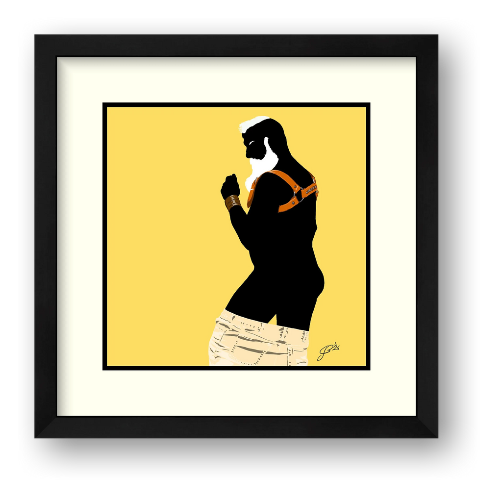Bruce - Bear flag colours Art - Yellow — framed