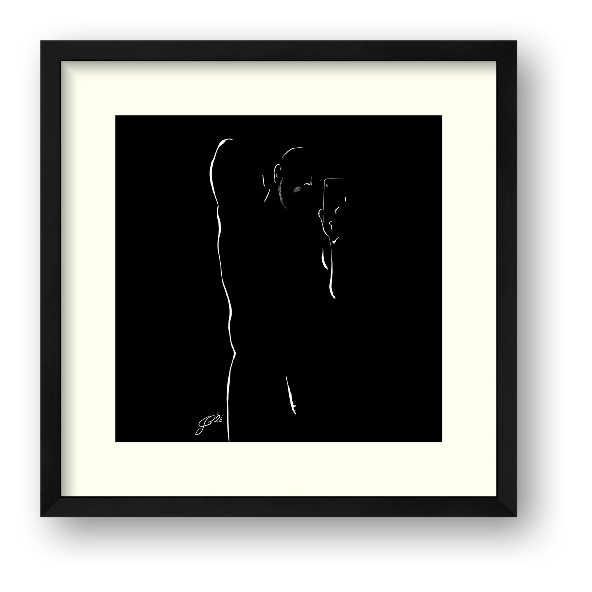 Selfie Si “Negative space Bear” — framed