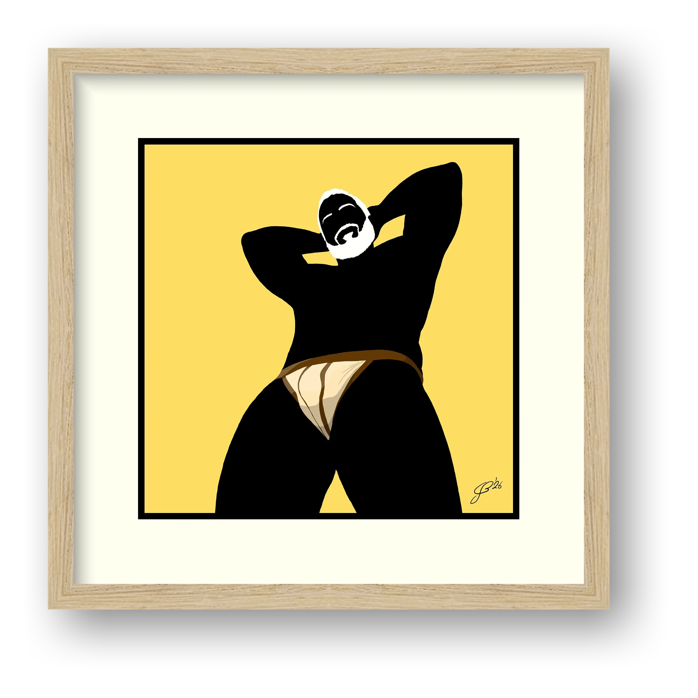 Frank - Bear flag colours Art - Yellow — framed