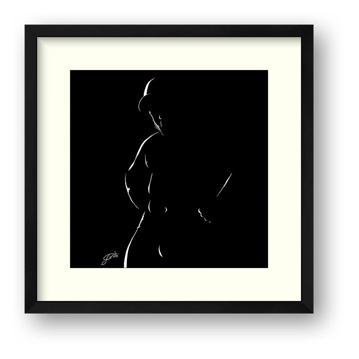 Capped Calvin “Negative space Bear” — framed