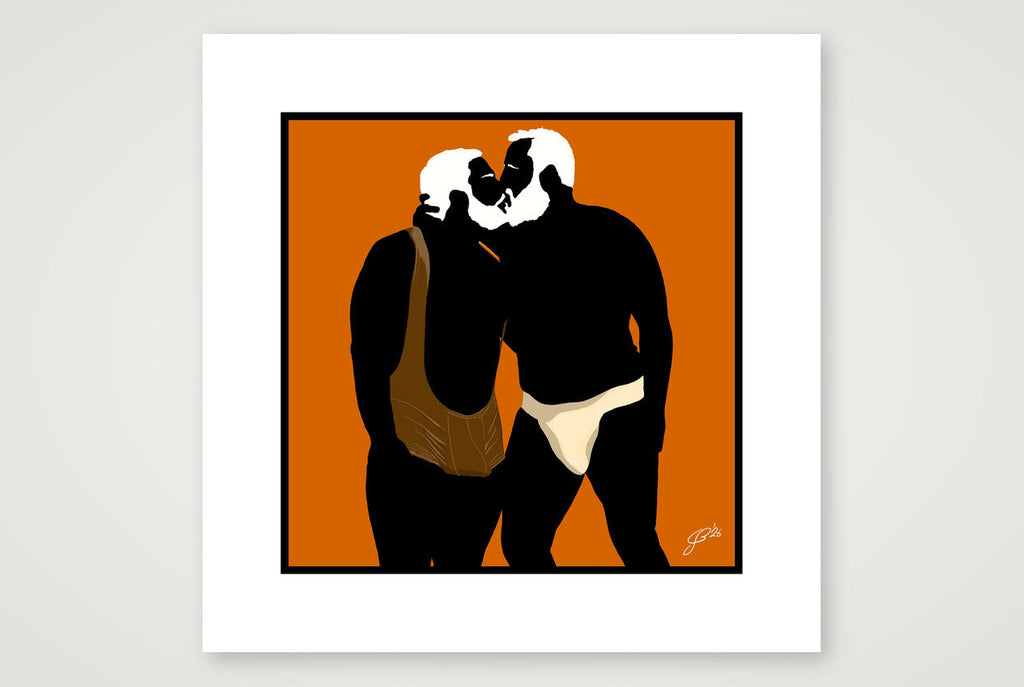 Mark & Steve - Bear flag colours Art - Orange — 30×30cm, 12×12" Print only