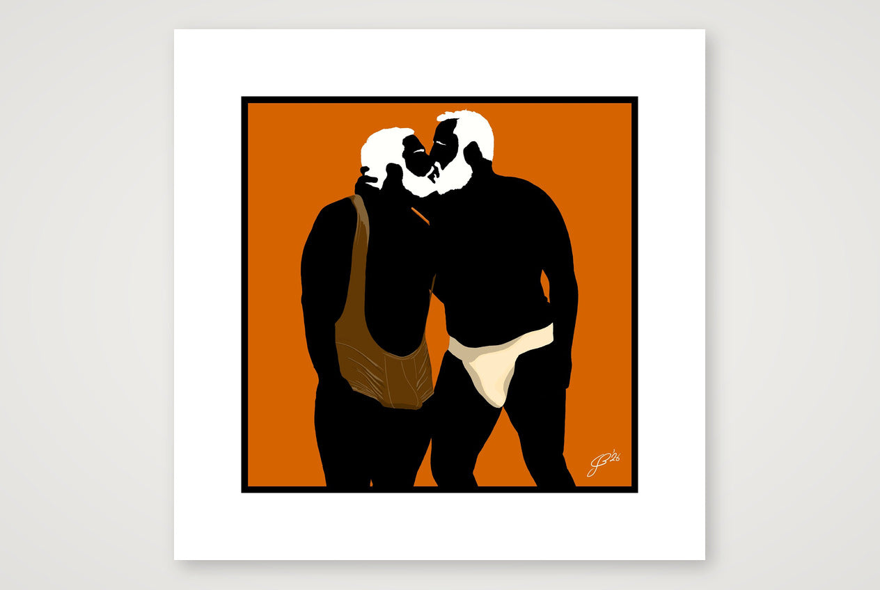 Mark & Steve - Bear flag colours Art - Orange — 30×30cm, 12×12" Print only