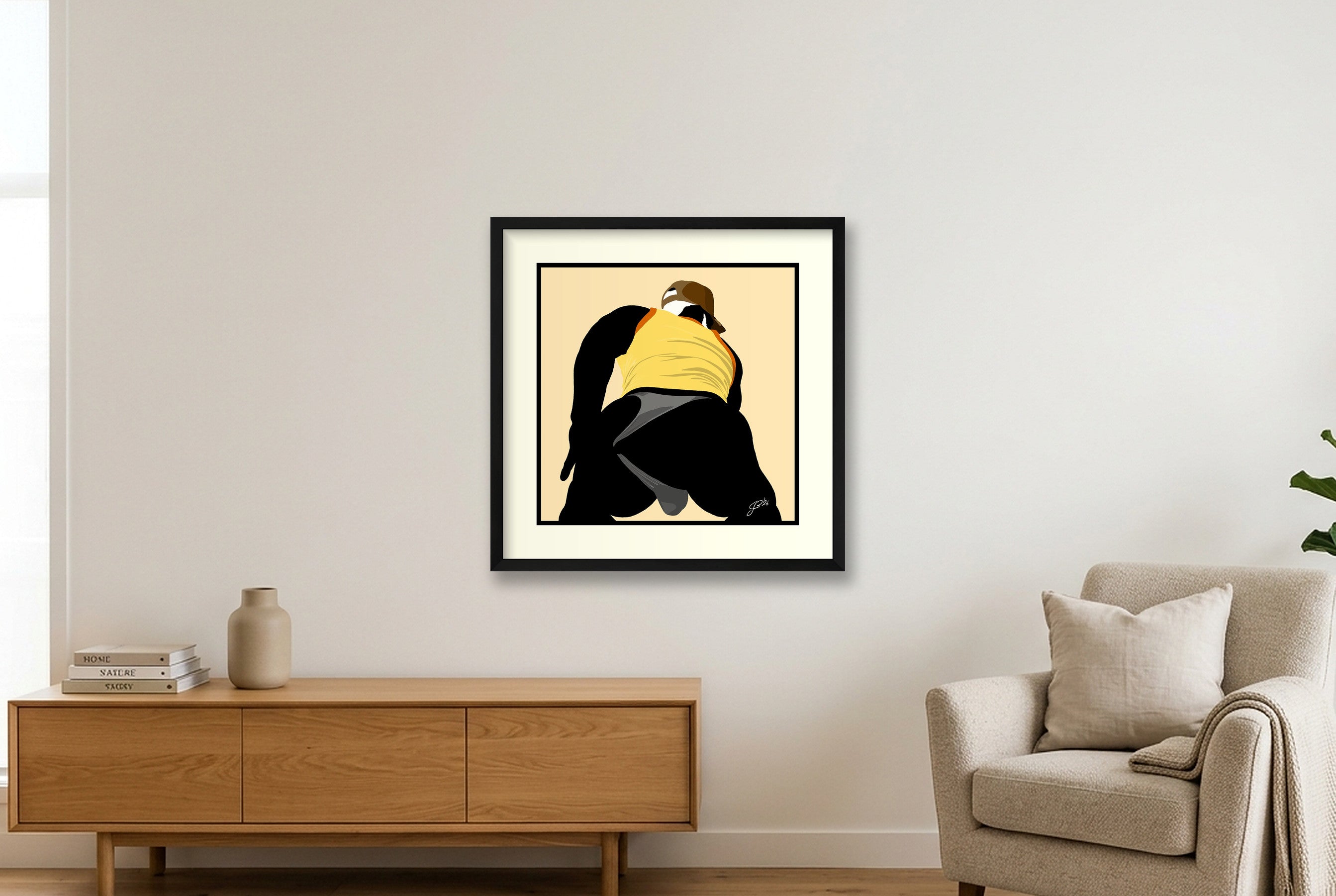 Tom - Bear flag colours Art - Cream — 50×50cm, 20×20" Black Frame