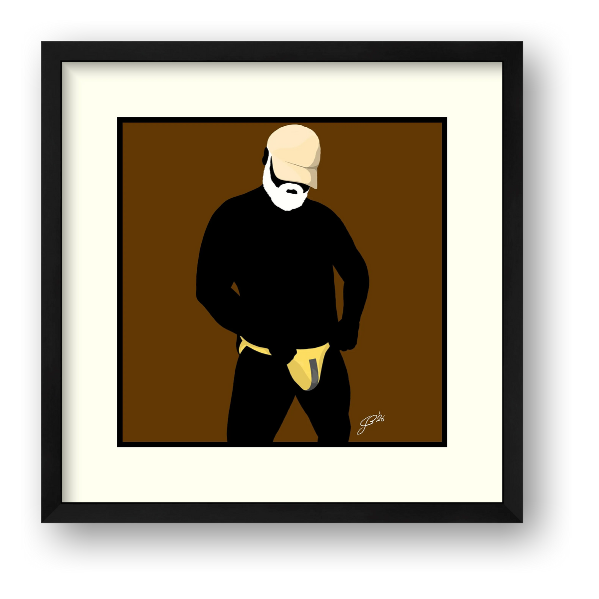 Jim - Bear flag colours Art - Brown — framed