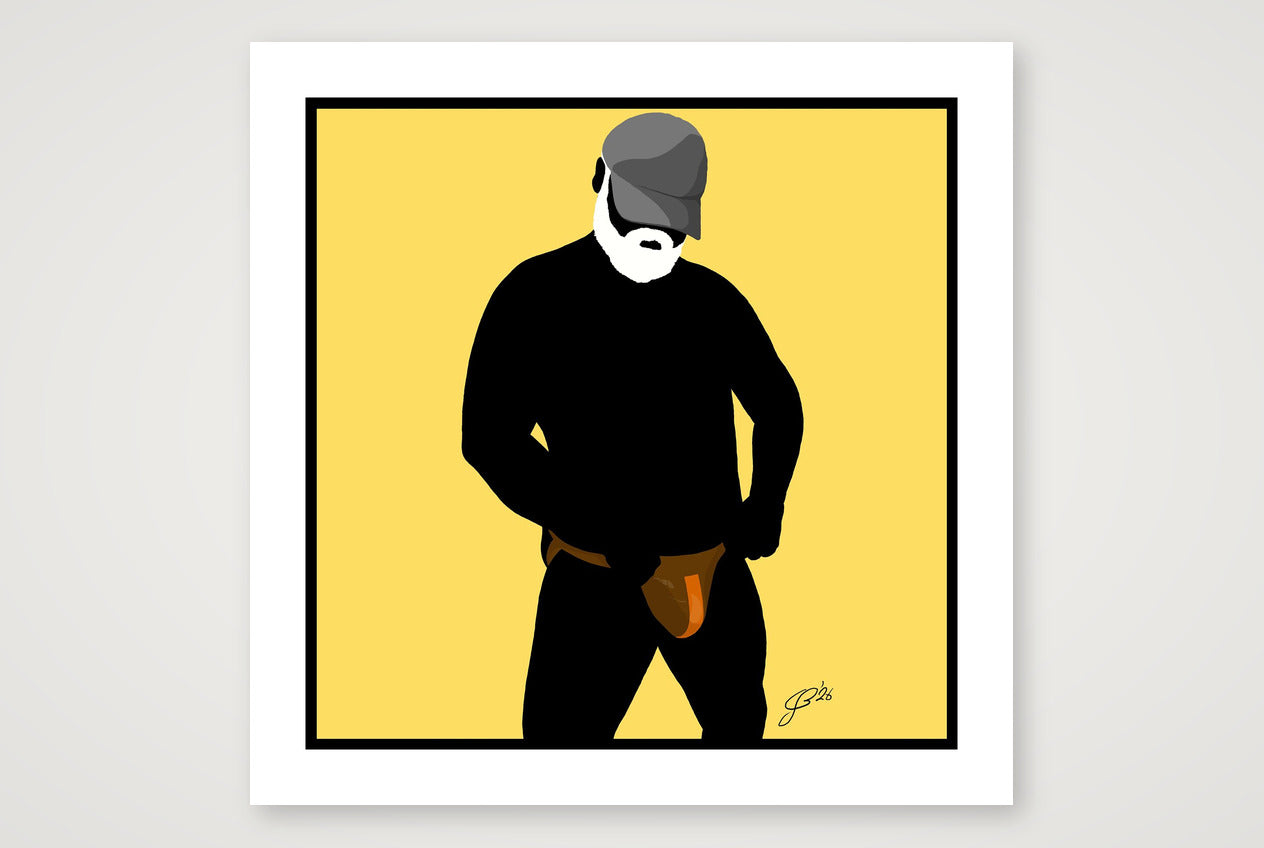 Jim - Bear flag colours Art - Yellow — 70×70cm, 28×28" Print only