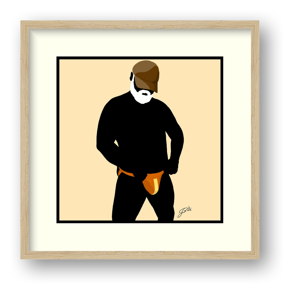 Jim - Bear flag colours Art - Cream — framed