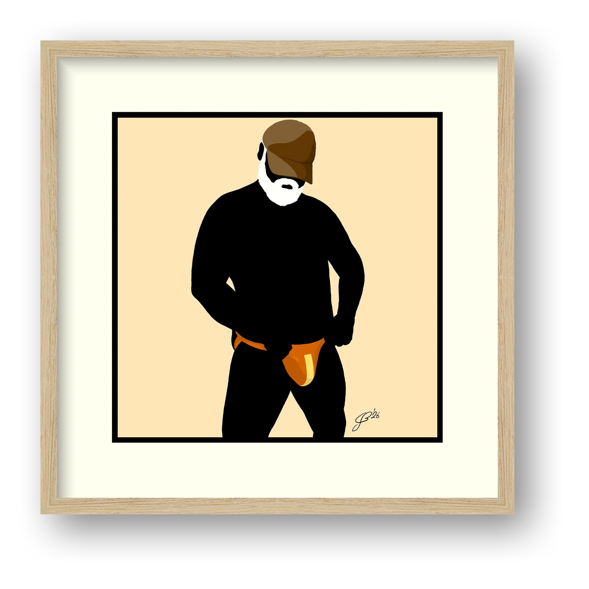 Jim - Bear flag colours Art - Cream — framed