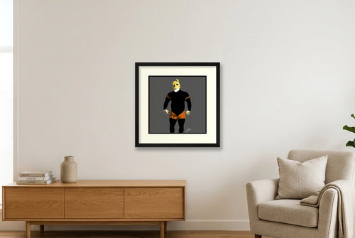 Buck - Bear flag colours Art - Grey — 40×40cm, 16×16" Black Frame