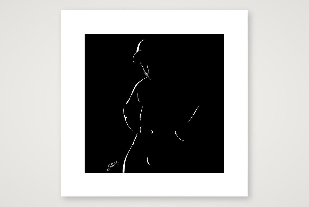 Capped Calvin “Negative space Bear” — 30×30cm, 12×12" Print only
