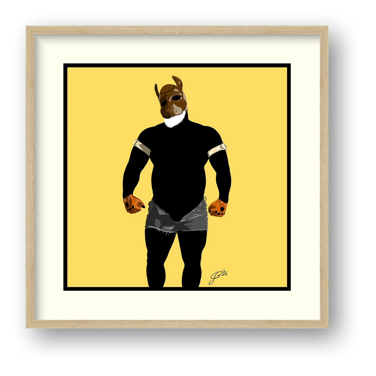 Buck - Bear flag colours Art - Yellow — framed