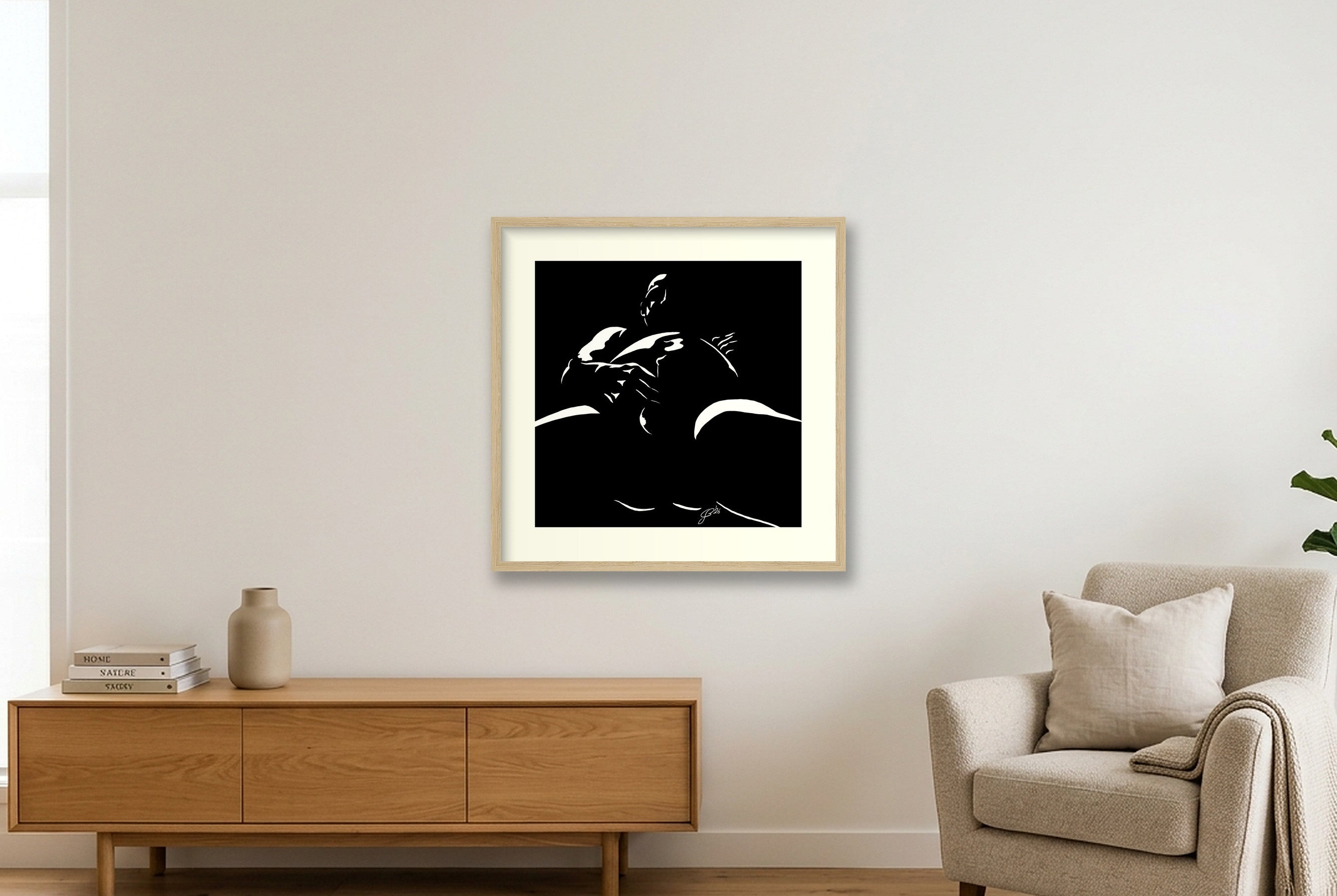 POV Pete “Negative space Bear” — 50×50cm, 20×20" Oak Frame