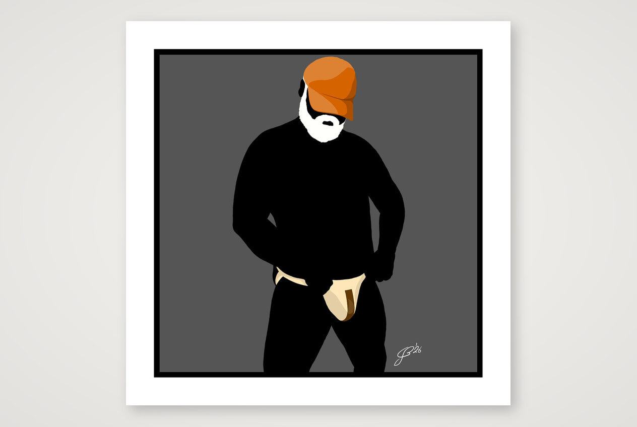Jim - Bear flag colours Art - Grey — 70×70cm, 28×28" Print only