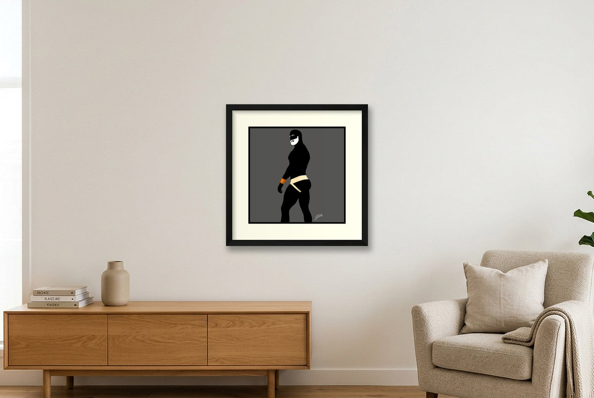Scott - Bear flag colours Art - Grey — 40×40cm, 16×16" Black Frame
