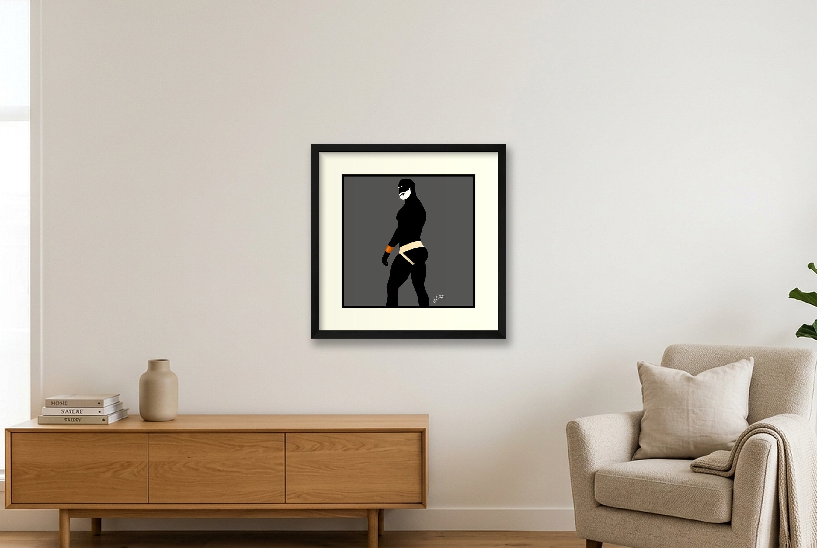 Scott - Bear flag colours Art - Grey — 40×40cm, 16×16" Black Frame
