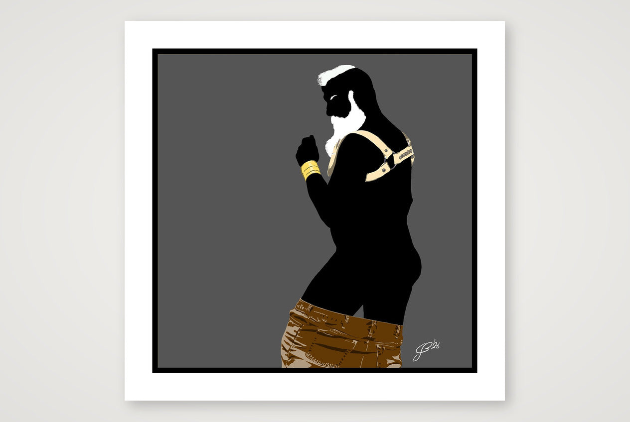 Bruce - Bear flag colours Art - Grey — 70×70cm, 28×28" Print only