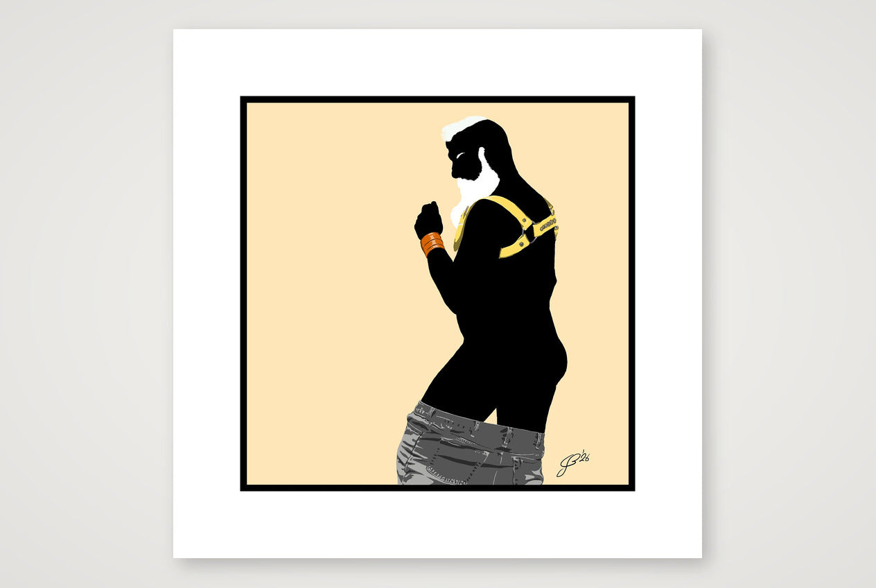 Bruce - Bear flag colours Art - Cream — 30×30cm, 12×12" Print only