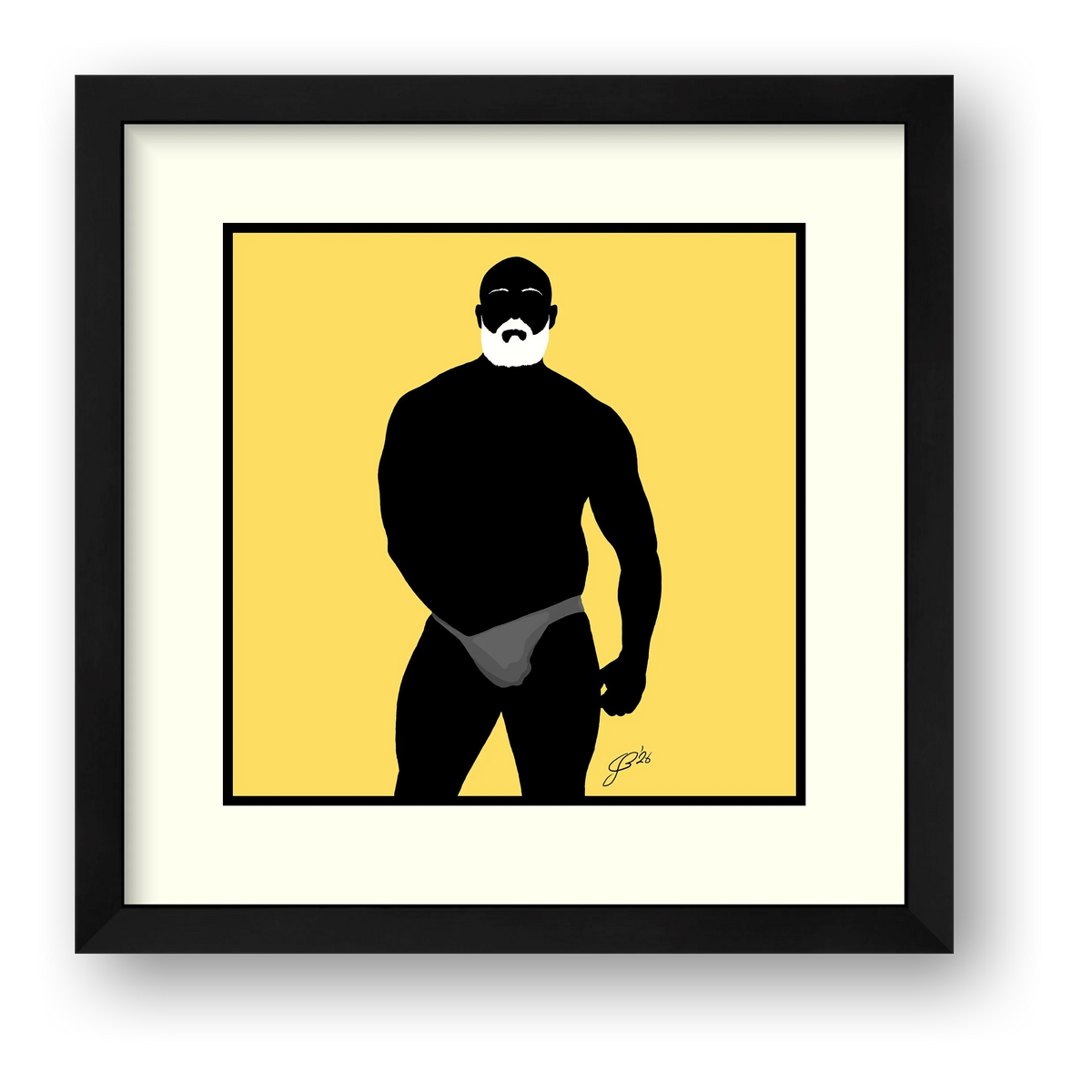 Rex - Bear flag colours Art - Yellow — framed