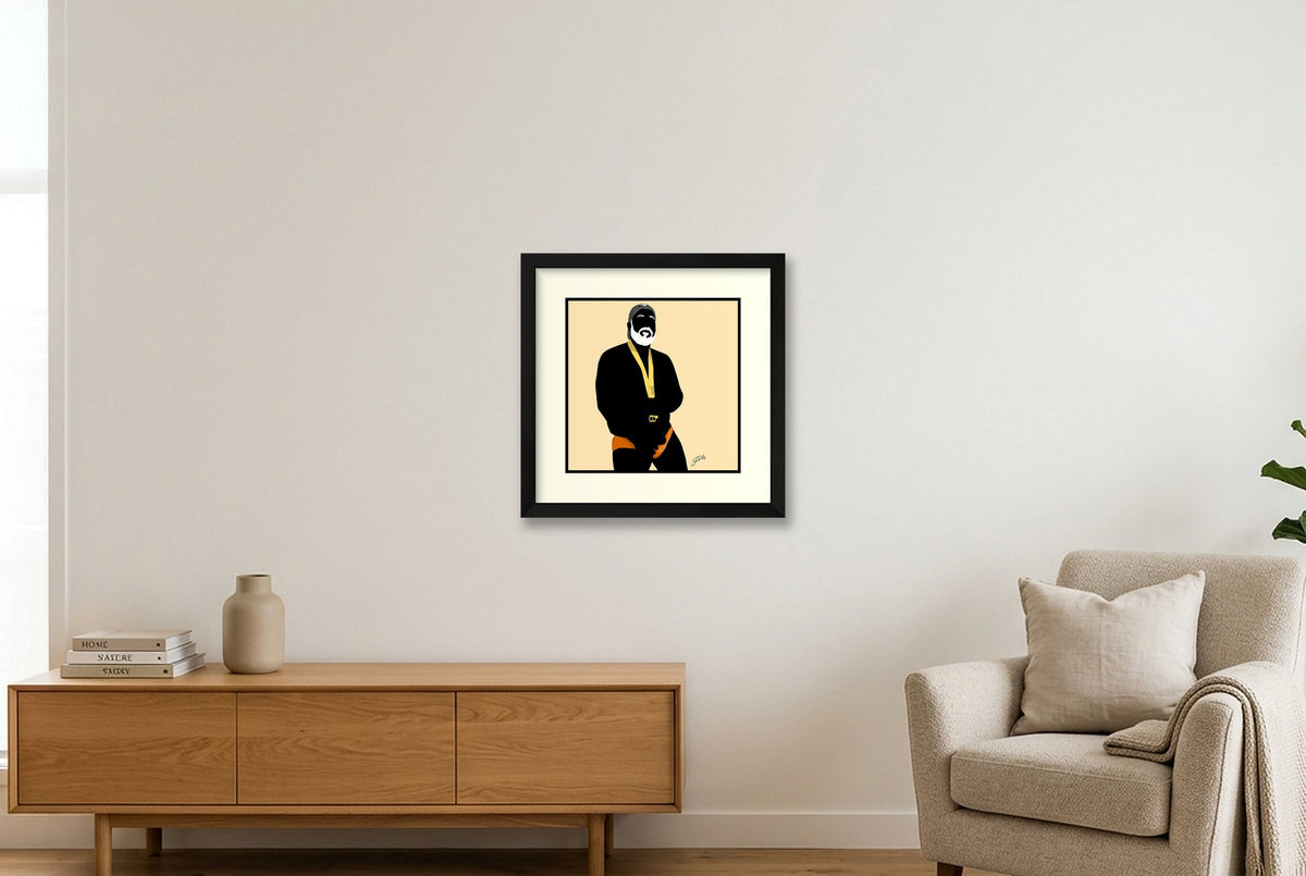 Raul - Bear flag colours Art - Cream — 30×30cm, 12×12" Black Frame