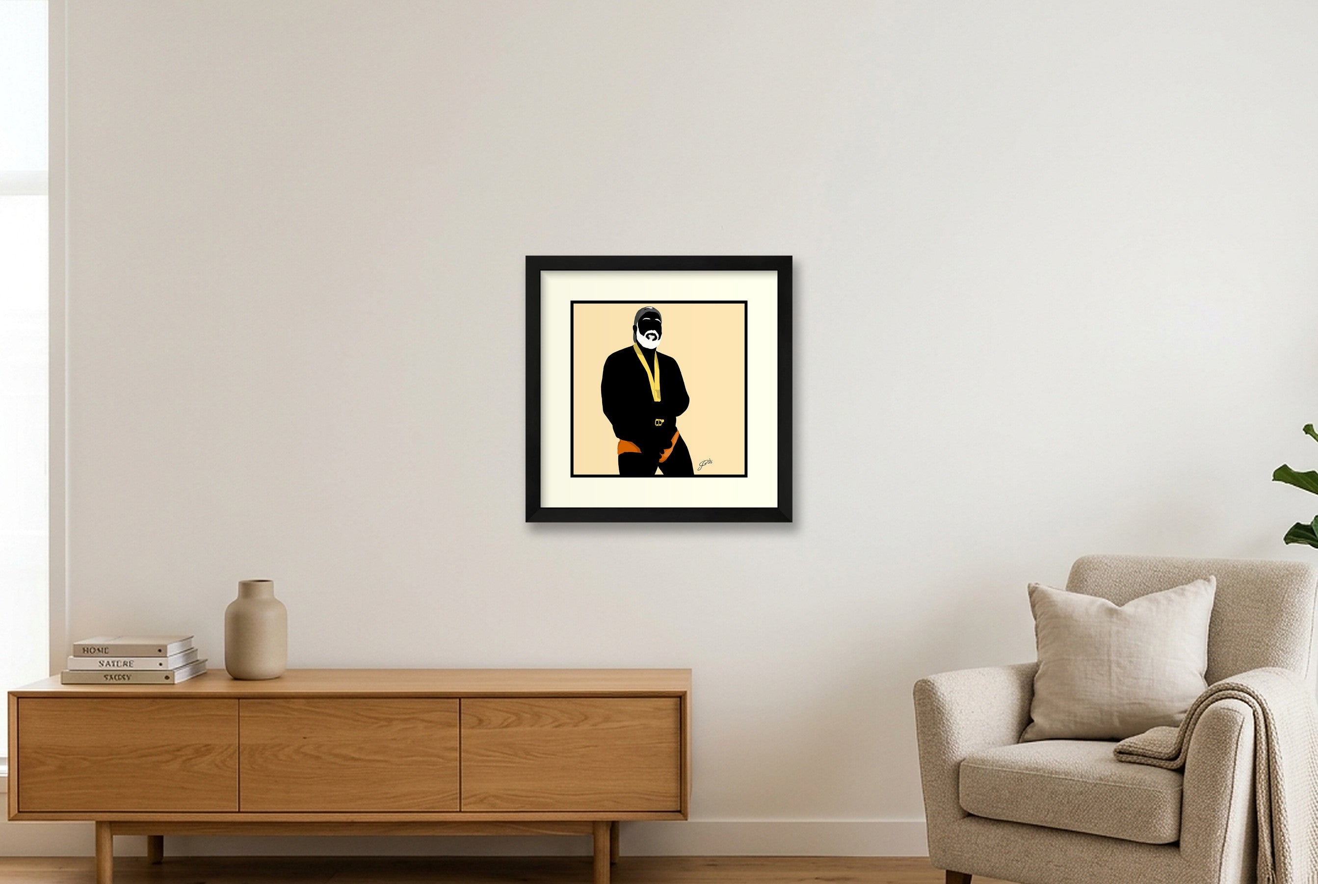 Raul - Bear flag colours Art - Cream — 30×30cm, 12×12" Black Frame