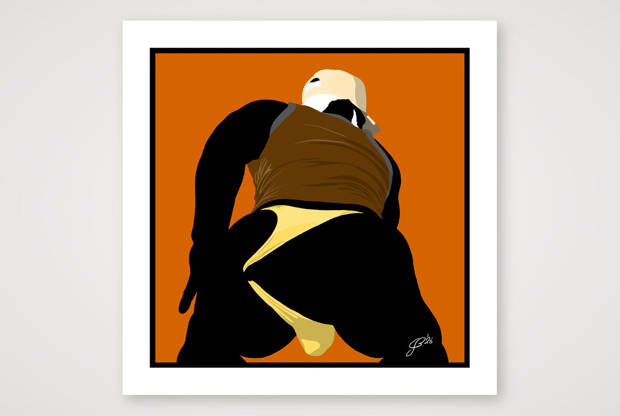 Tom - Bear flag colours Art - Orange — 70×70cm, 28×28" Print only