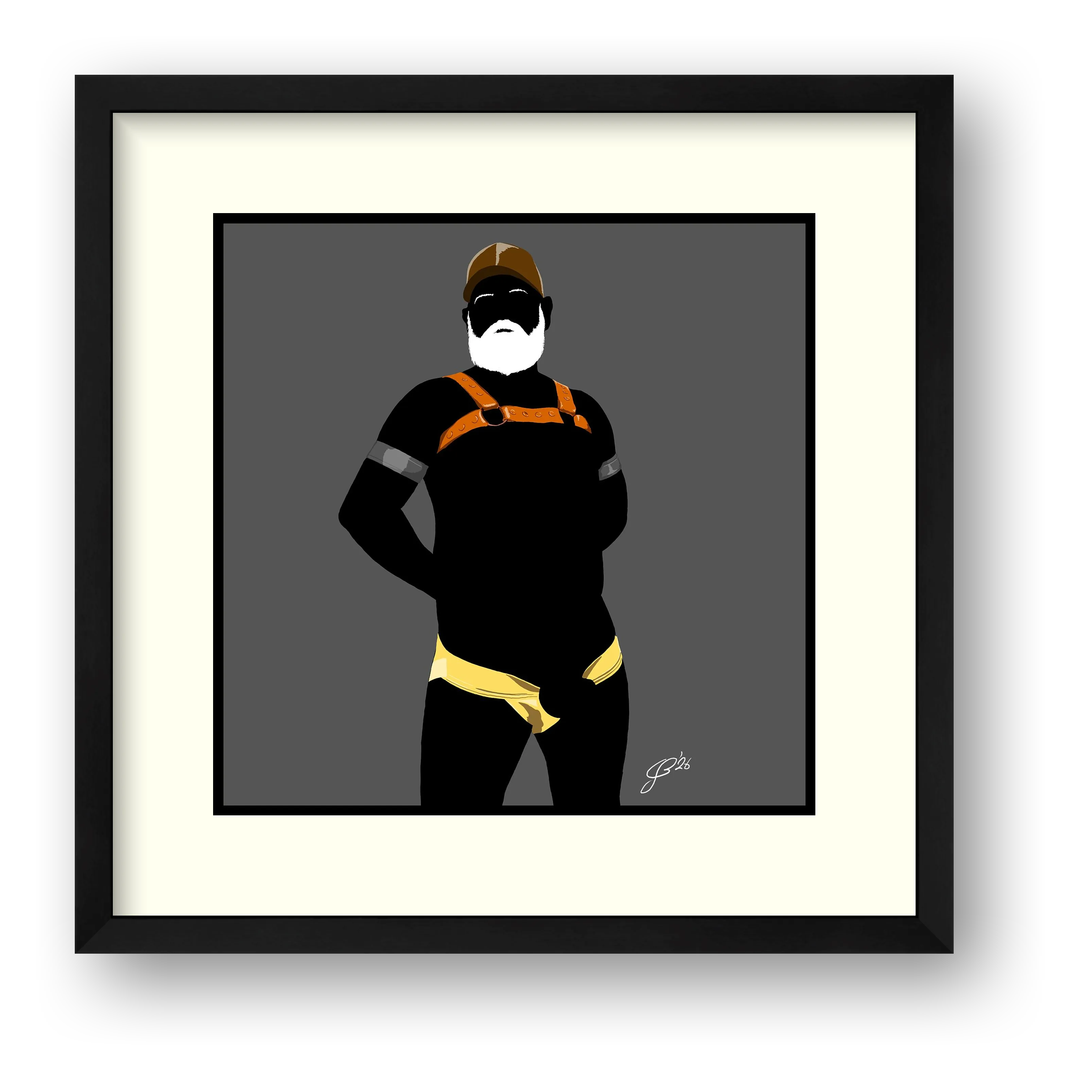 Rob - Bear flag colours Art - Grey — framed