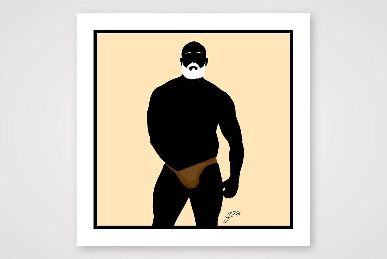 Rex - Bear flag colours Art - Cream — 70×70cm, 28×28" Print only