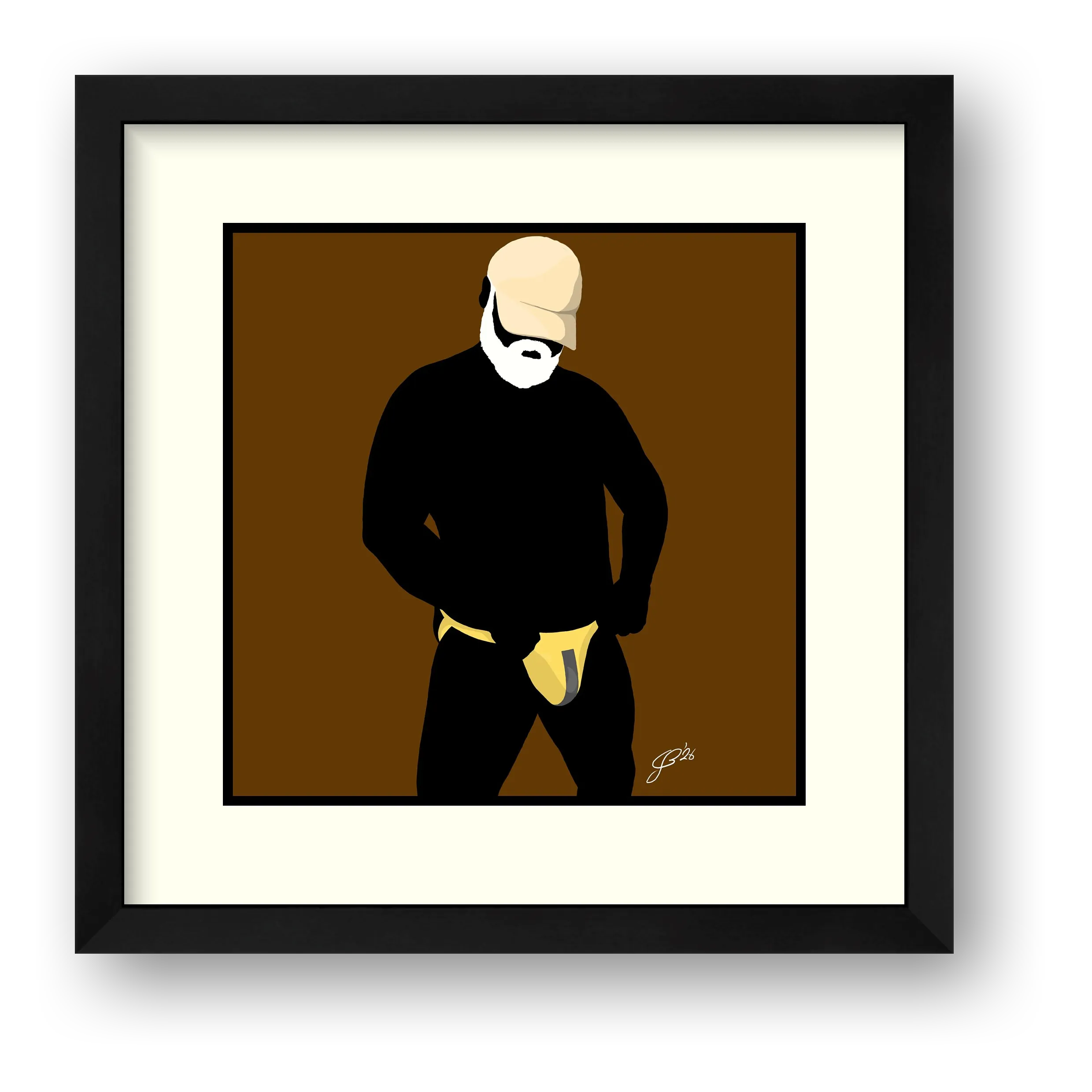 Jim - Bear flag colours Art - Brown — framed