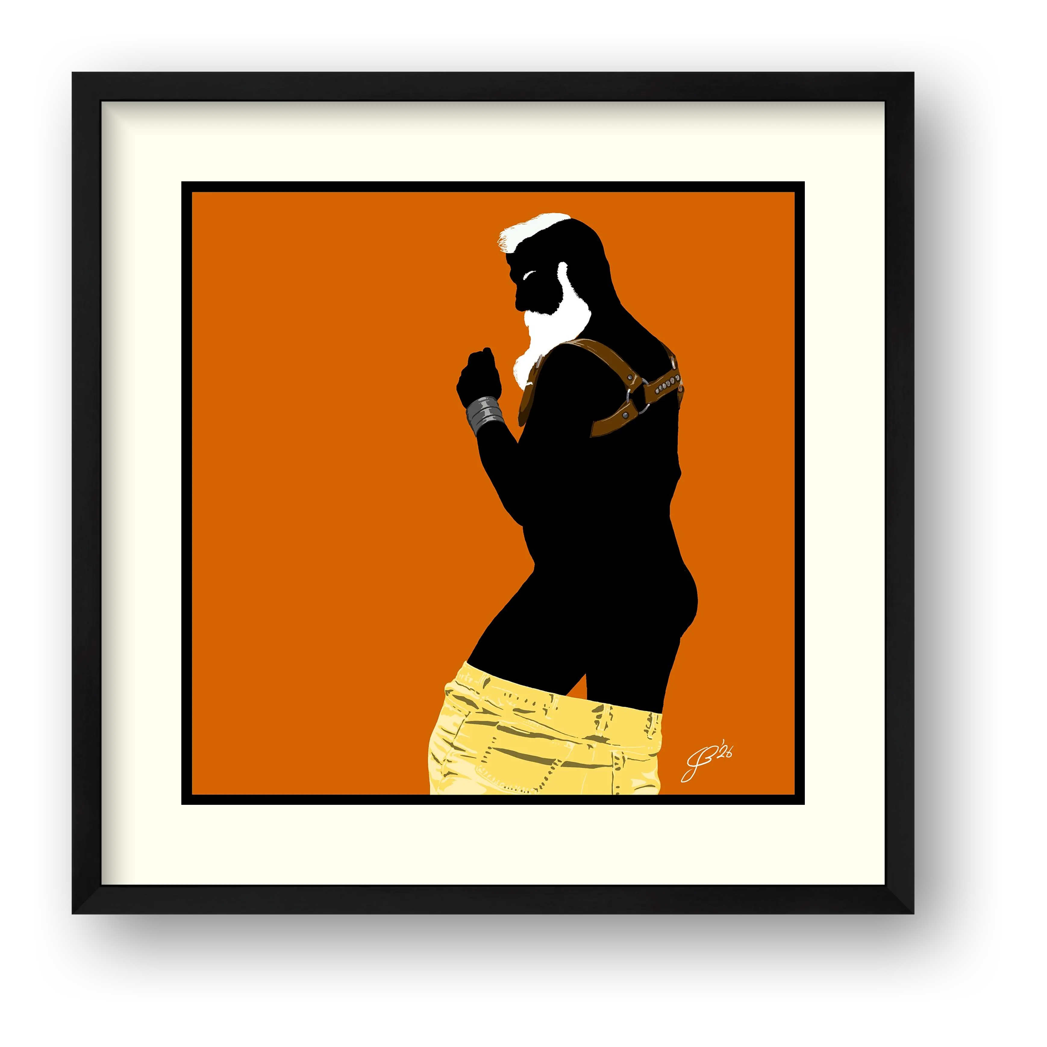 Bruce - Bear flag colours Art - Orange — framed