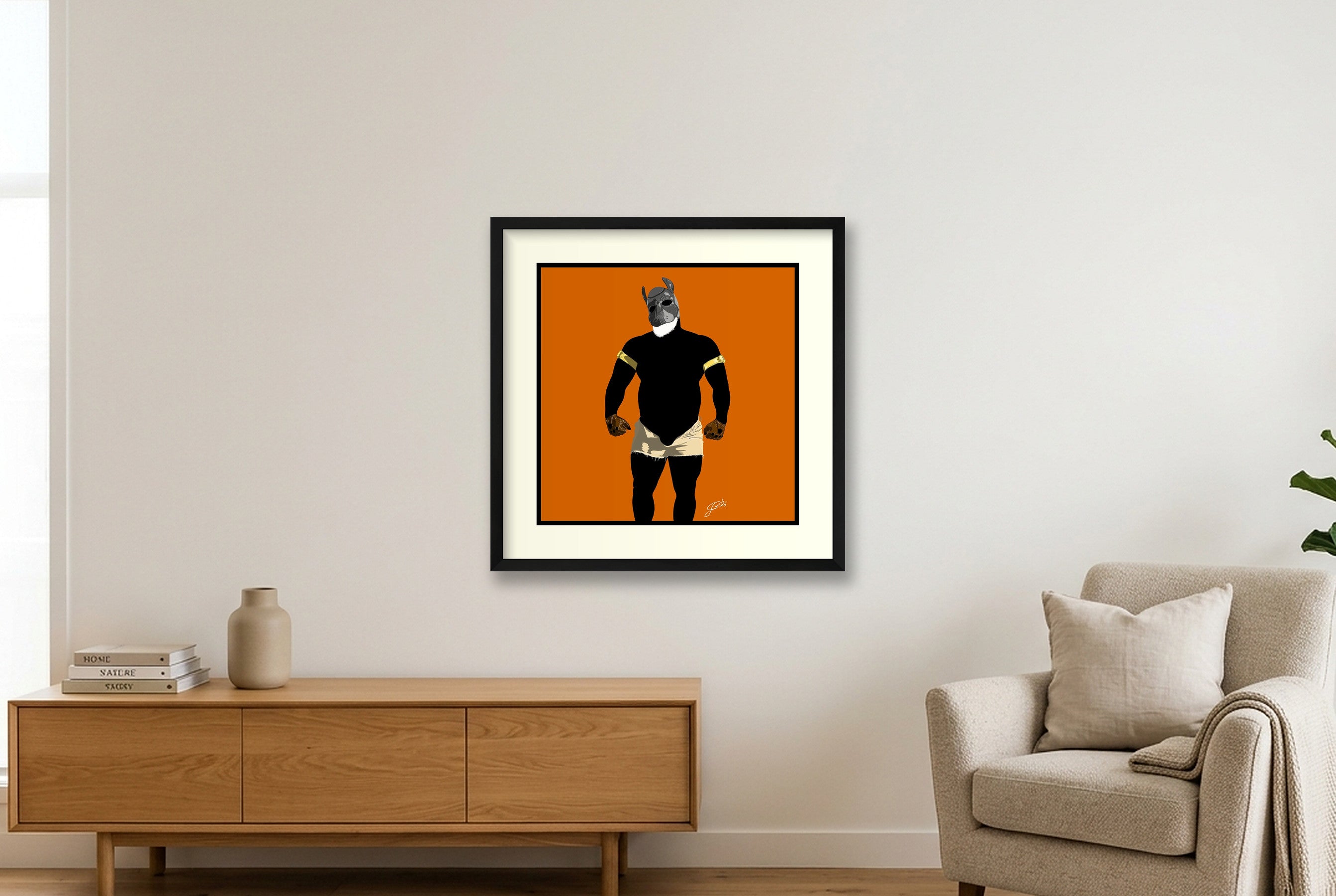 Buck - Bear flag colours Art - Orange — 50×50cm, 20×20" Black Frame