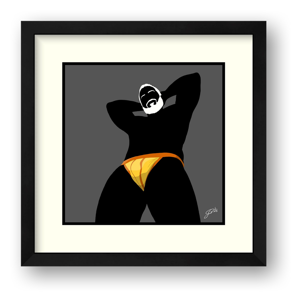 Frank - Bear flag colours Art - Grey — framed