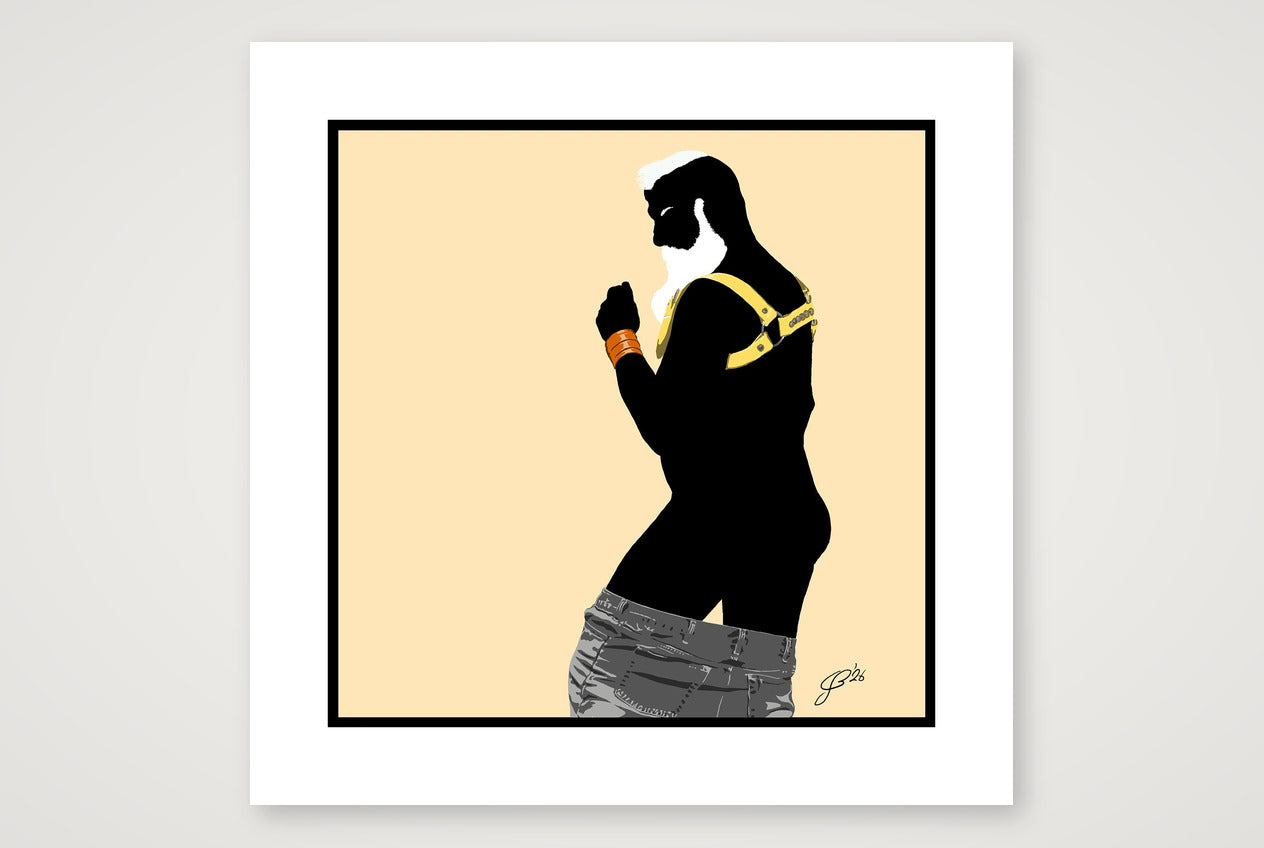 Bruce - Bear flag colours Art - Cream — 50×50cm, 20×20" Print only