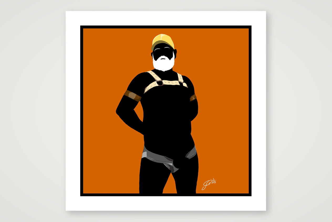 Rob - Bear flag colours Art - Orange — 70×70cm, 28×28" Print only