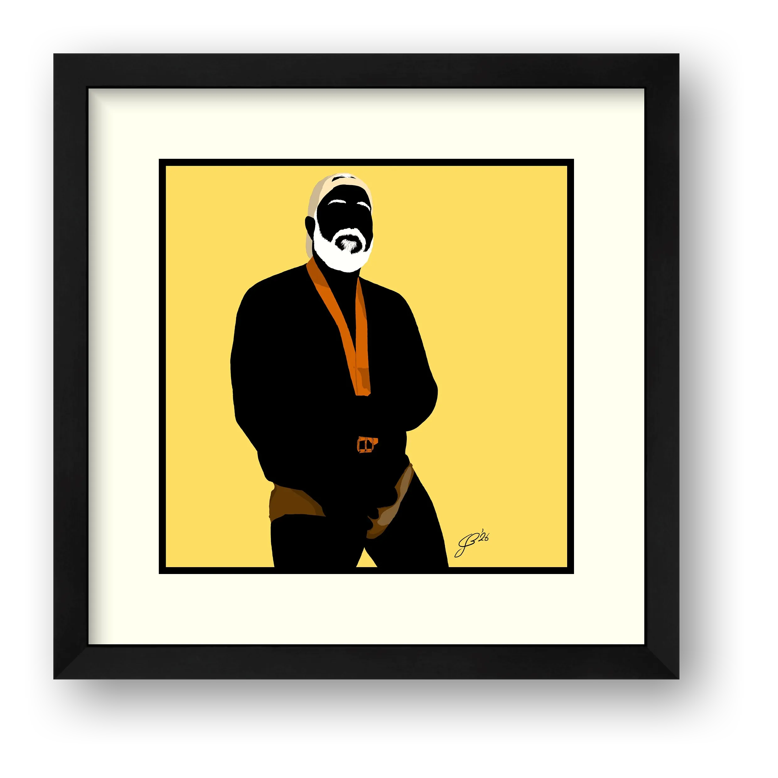 Raul - Bear flag colours Art - Yellow — framed