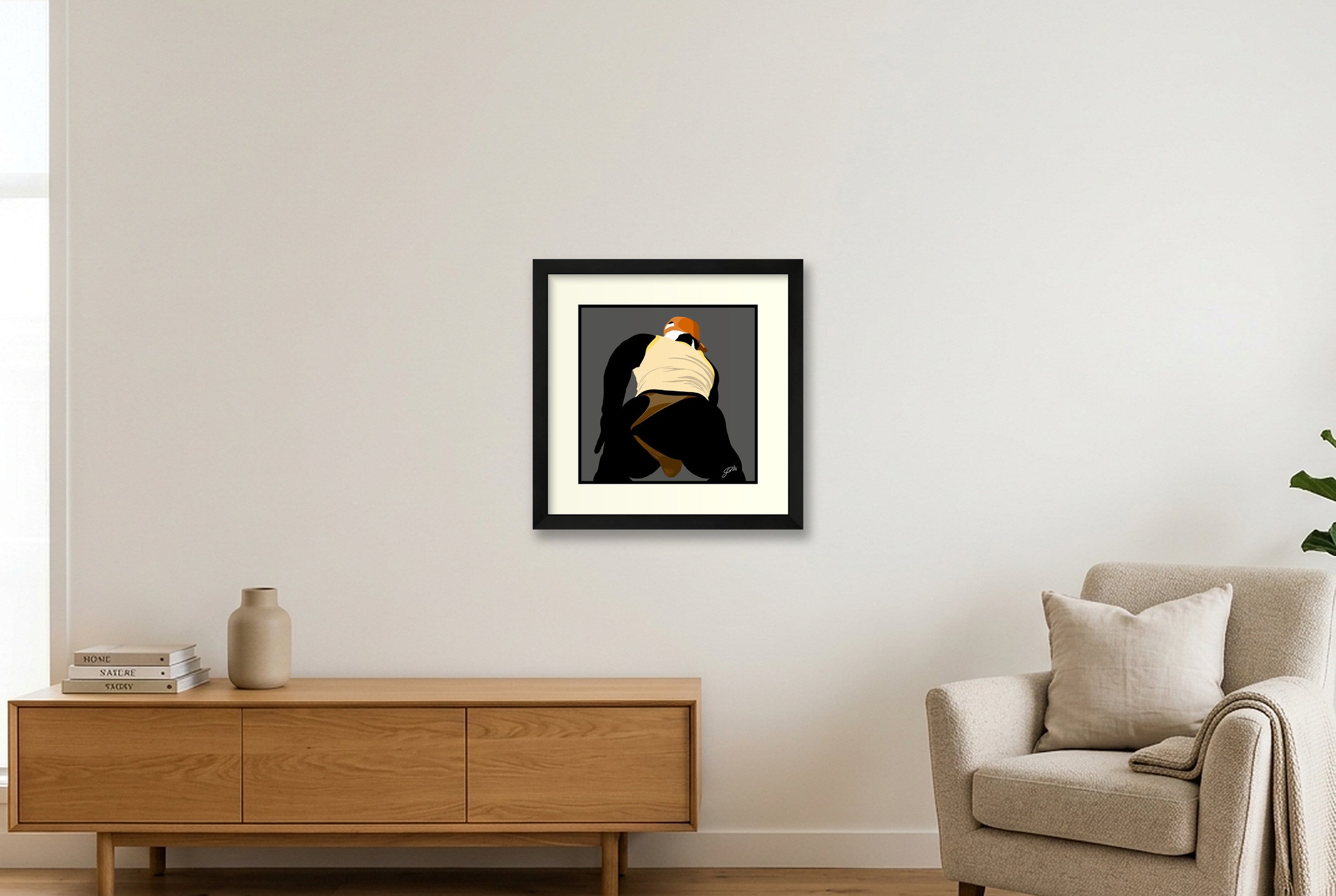 Tom - Bear flag colours Art - Grey — 30×30cm, 12×12" Black Frame