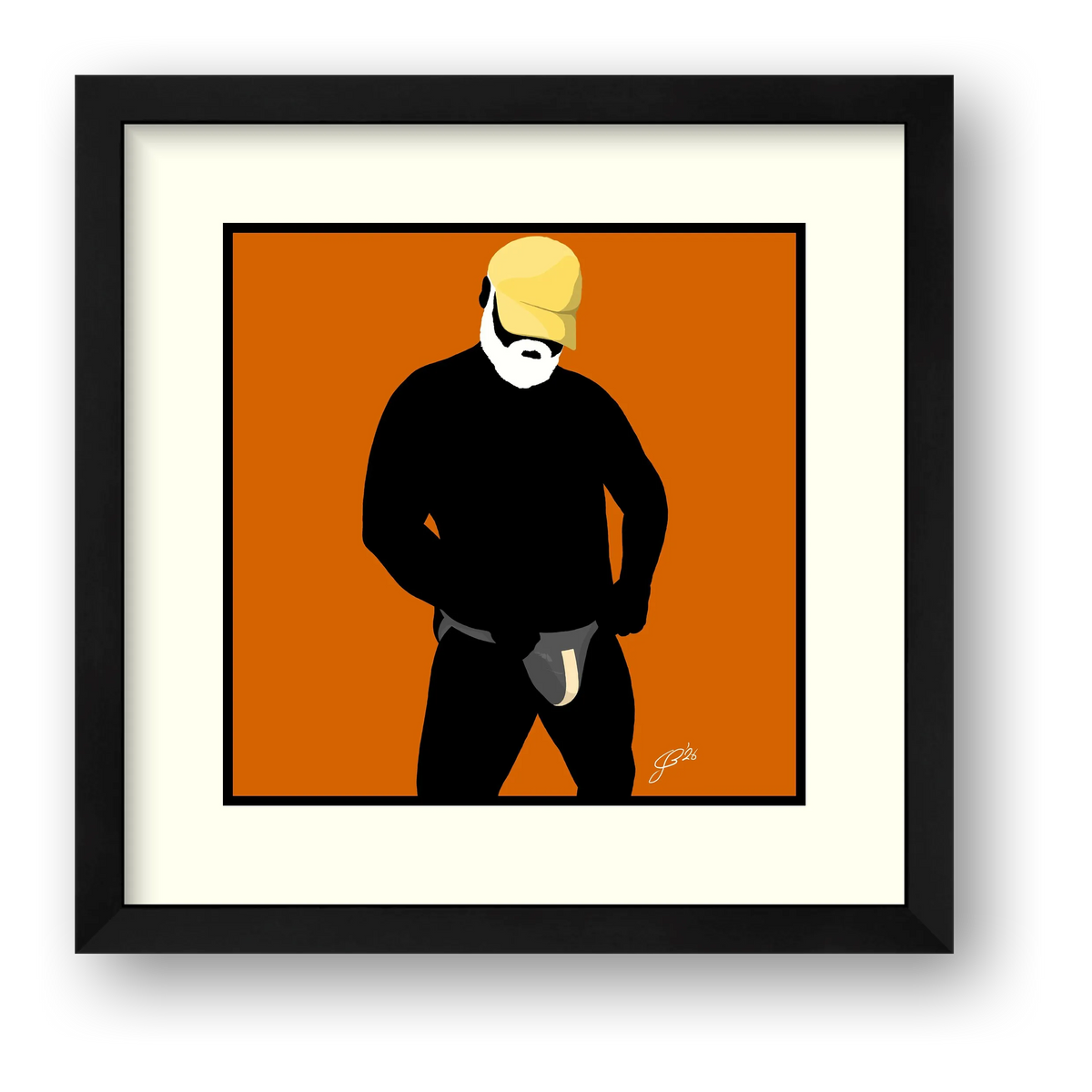 Jim - Bear flag colours Art - Orange — framed