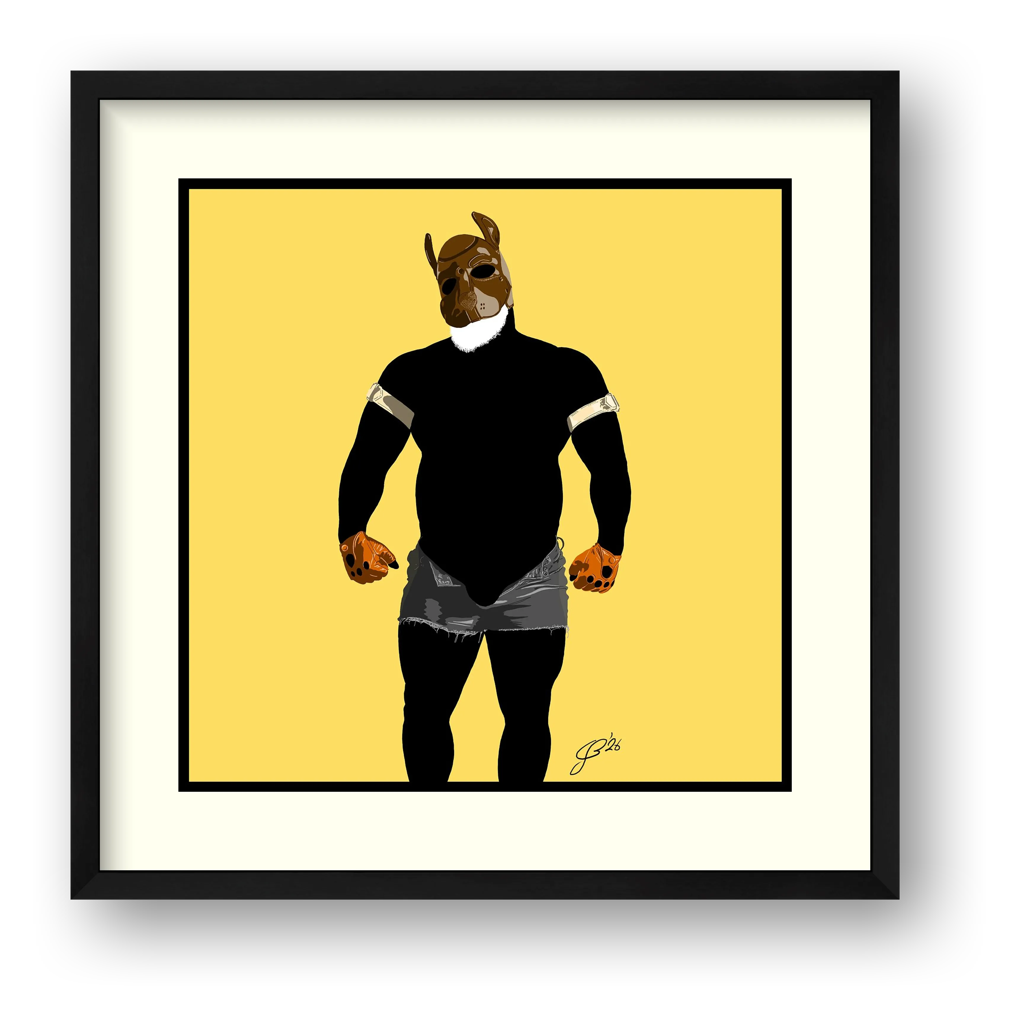 Buck - Bear flag colours Art - Yellow — framed